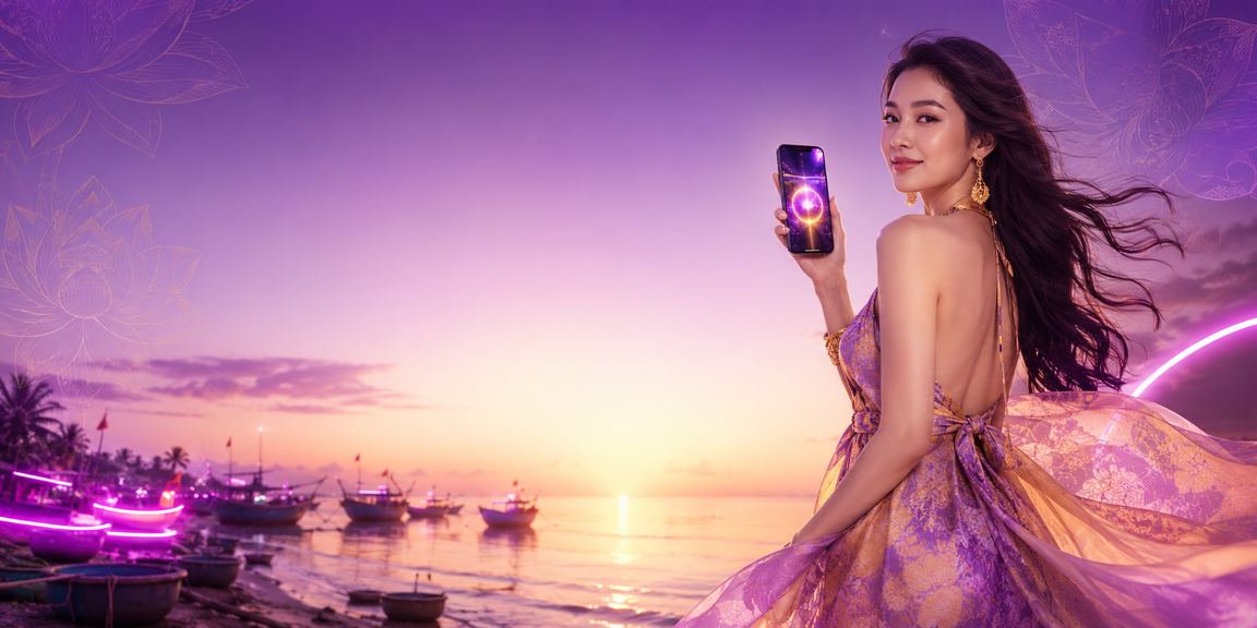 Người dùng tại Mũi Né xem kèo thể thao và đặt cược trên điện thoại bên bờ biển